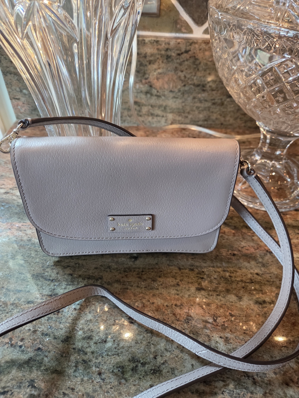 Kate Spade Light Gray-Lilac Leather Crossbody Bag